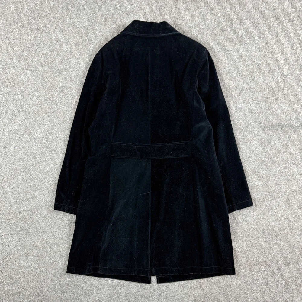 Gallery Black Velour Mid Length Single Breasted Pea Coat Women’s XL Car Coat - Picture 2 of 10